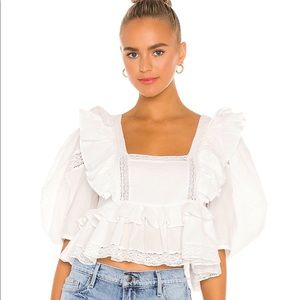 Rhode charlotte white ruffle blouse